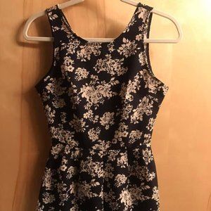 Navy & White Floral Romper